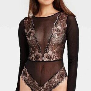 Black and Pink Mesh Lingerie Streetwear Bodysuit